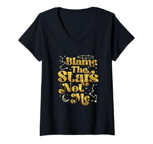 Damen Astrologie Sternbild Humor Blame The Stars Horoskop T-Shirt mit V-Ausschnitt Damen Astrologie Sternbild Humor Blame The Stars Horoskop T-Shirt mit V-Ausschnitt von Zodiac Astrology Horoscope Humor Designs