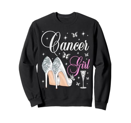 Krebs Mädchen Geburtstag Party Sternzeichen High Heels Schmetterlinge Sweatshirt von Zodiac Birthday Team