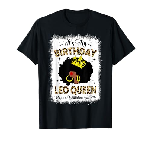Leo Queen Afro Frau Mädchen Sternzeichen Geburtstag Königin T-Shirt Leo Queen Afro Frau Mädchen Sternzeichen Geburtstag Königin T-Shirt von Zodiac Black Queen Happy Birthday Afro Women