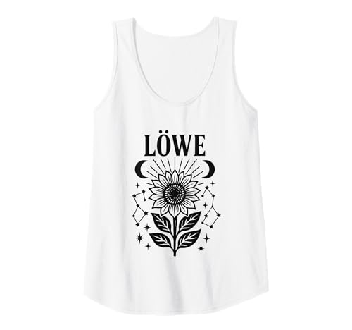 Damen Löwe Sternzeichen – Sonnenblume, Mondphasen & Sternbilder Tank Top Damen Löwe Sternzeichen – Sonnenblume, Mondphasen & Sternbilder Tank Top von Zodiac Line Art