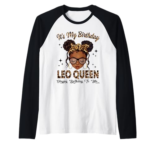 Leo Queen Messy Bun Sternzeichen It's My Birthday Woman Girl Raglan Leo Queen Messy Bun Sternzeichen It's My Birthday Woman Girl Raglan von Zodiac Sign African American Black Girls Women