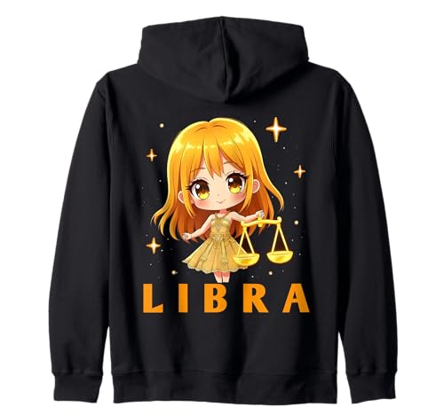 Anime Libra Girl Astrologie Kapuzenjacke von Zodiac Sign Libra Girl Cute Chibi Style