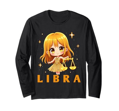 Anime Libra Girl Astrologie Langarmshirt Anime Libra Girl Astrologie Langarmshirt von Zodiac Sign Libra Girl Cute Chibi Style