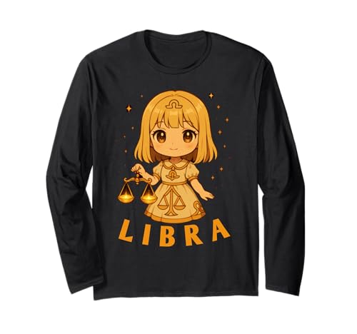 Anime Libra Girl Astrologie Langarmshirt Anime Libra Girl Astrologie Langarmshirt von Zodiac Sign Libra Girl Cute Chibi Style