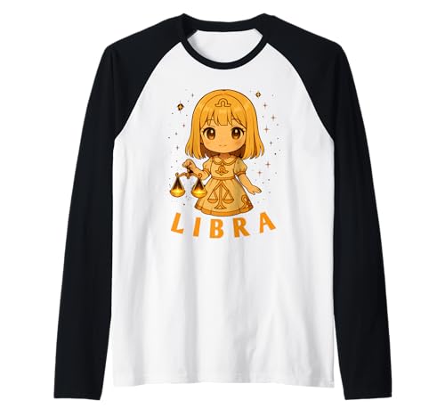 Anime Libra Girl Astrologie Raglan von Zodiac Sign Libra Girl Cute Chibi Style