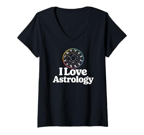 Damen I Love Astrology Sternzeichen Horoskop Zeichen T-Shirt mit V-Ausschnitt Damen I Love Astrology Sternzeichen Horoskop Zeichen T-Shirt mit V-Ausschnitt von Zodiac Signs Horoscope Celestial Chart