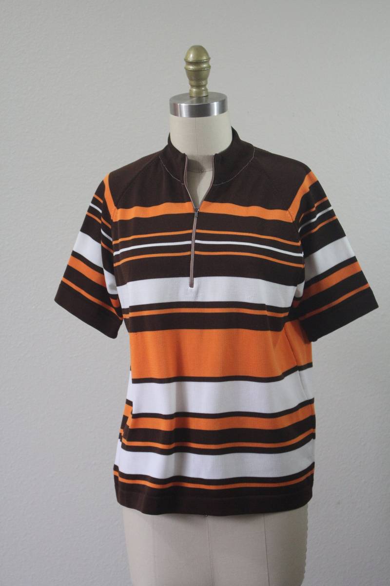 Vintage 1960Er 70Er Braun Orange Weiß Mod Gestreifter Pullover Hippie Unisex Modern Us 8 10 12 Medium Vintage 1960Er 70Er Braun Orange Weiß Mod Gestreifter Pullover Hippie Unisex Modern Us 8 10 12 Medium von ZodiacVintageCo