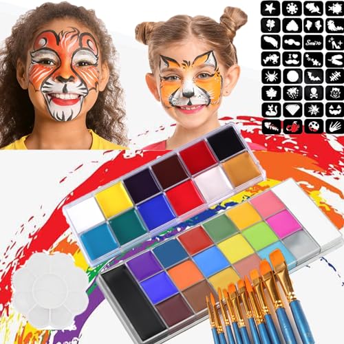 Face Bodypainting Farben Set,Zodors Gesichtsfarbe Wasserlösliche Professionelle Face Painting Palette Kinderschminke Set für Halloween Weihnachten Ostern Karneval Themenpartys Party Face Bodypainting Farben Set,Zodors Gesichtsfarbe Wasserlösliche Professionelle Face Painting Palette Kinderschminke Set für Halloween Weihnachten Ostern Karneval Themenpartys Party von Zodors