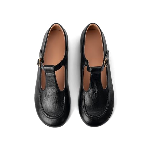 Mary Jane Damen-Pumps mit geschlossener runder Zehenpartie, Schnalle, T-Riemen, Loafer, bequem, lässig, elegant, Party, Büro, klassische Anzugschuhe, Schwarz, 36 EU Mary Jane Damen-Pumps mit geschlossener runder Zehenpartie, Schnalle, T-Riemen, Loafer, bequem, lässig, elegant, Party, Büro, klassische Anzugschuhe, Schwarz, 36 EU von ZodyBoer