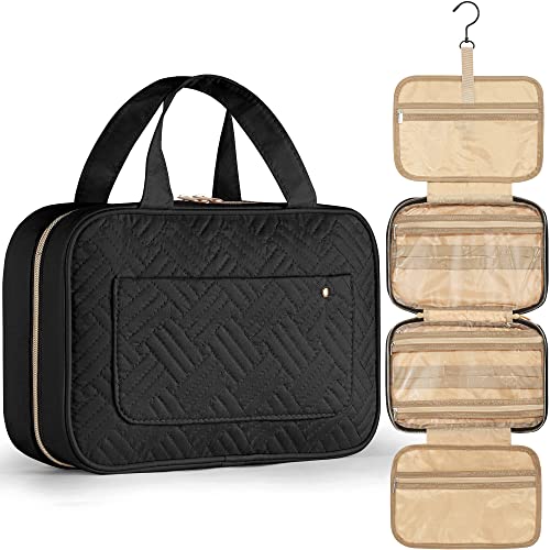 Zoe Deco Make-up-Reisetasche für Frauen (Schwarz), Faltbare und wasserfeste Kulturtasche mit Haken zum Aufhängen, tragbarer Kosmetik-Organizer von Zoe Deco