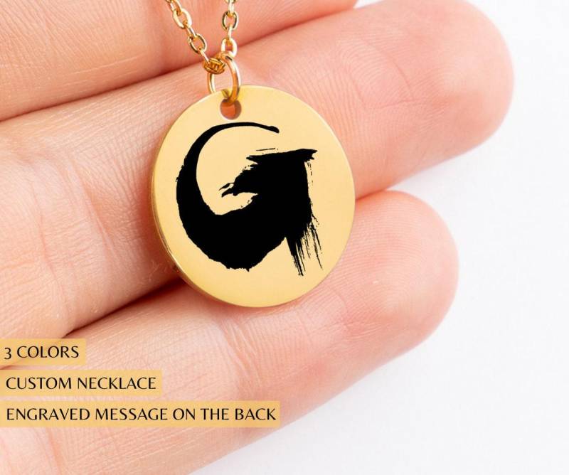 Godzilla Pendant Necklace - Godzilla Minus One Inspired Engraved Custom in Gold, Silver, & Rosegold von ZoeBellAndCottonCats
