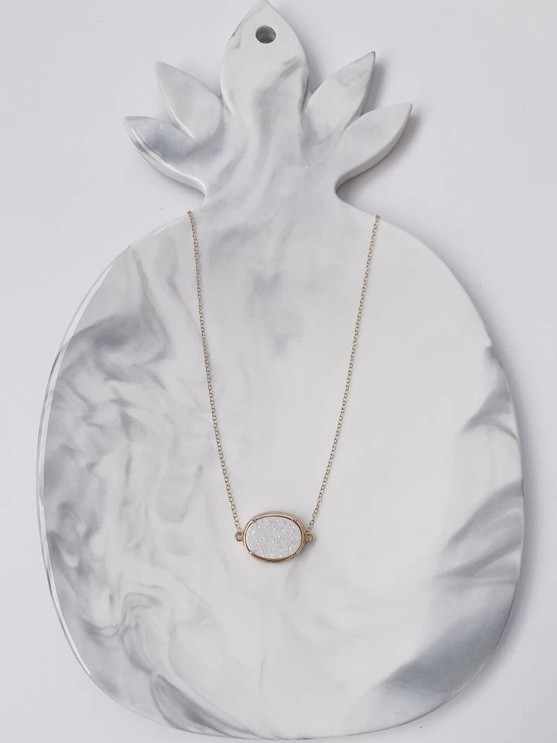 White Druzy Halskette 14K Gold Filled Kette, Natürlicher Bergkristall White Druzy Halskette 14K Gold Filled Kette, Natürlicher Bergkristall von ZoeJewelryDesigns