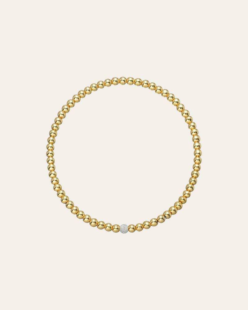 14K Gold 3mm Perlenarmband Mit Diamant Perle von ZoeLevJewelry