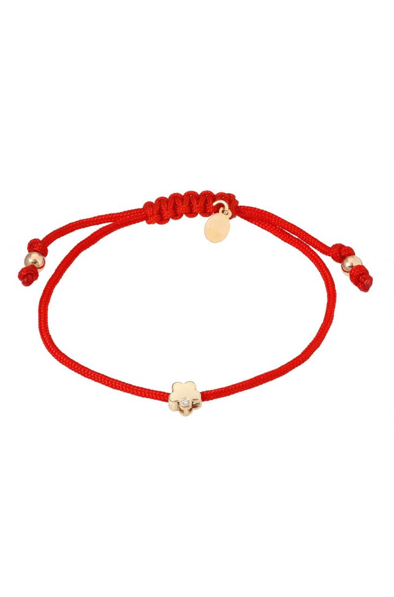 14K Gold Flower Mit Winzigem Diamant Fortune Armband von ZoeLevJewelry