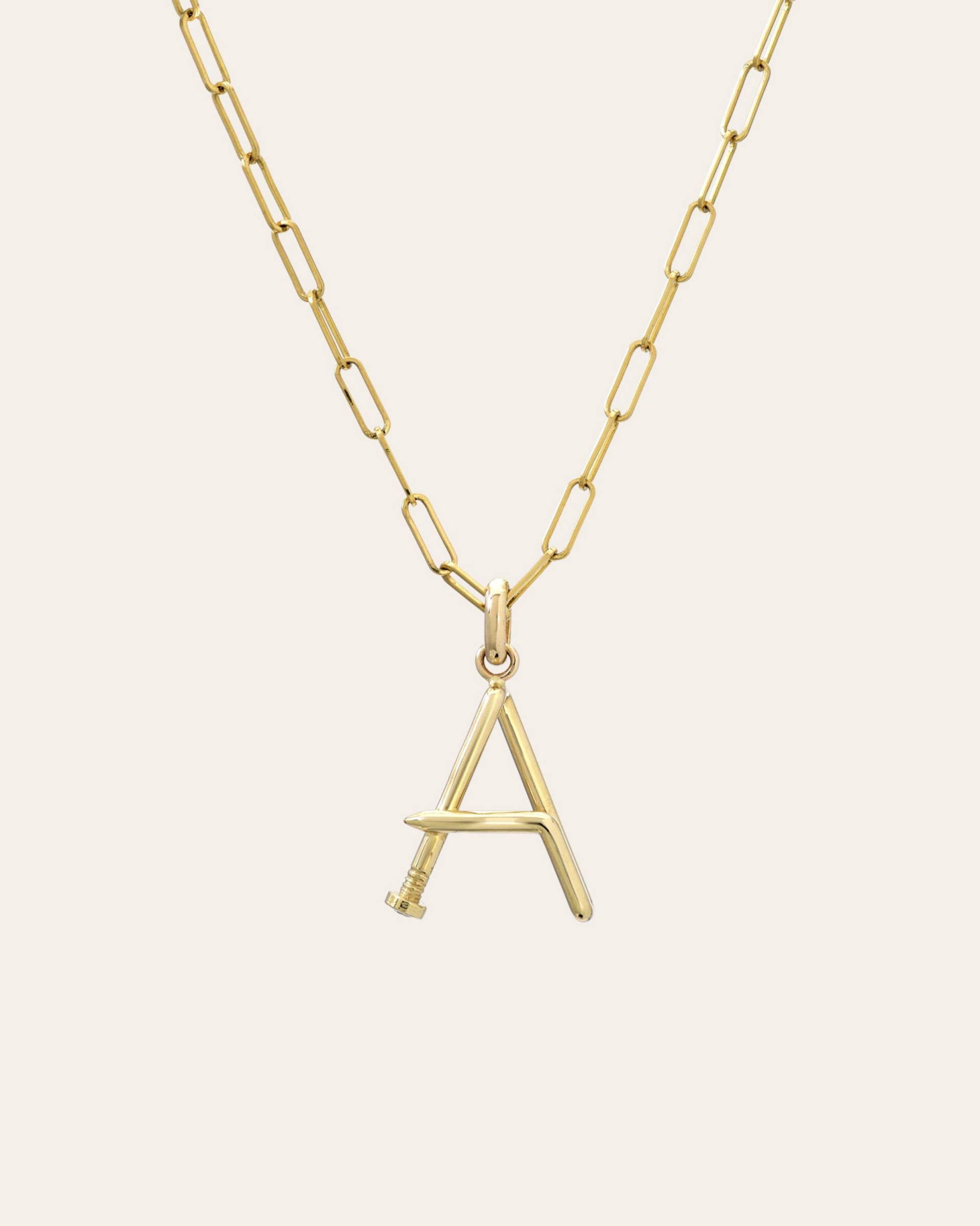 14K Gold Große Nagel Initial Halskette von ZoeLevJewelry