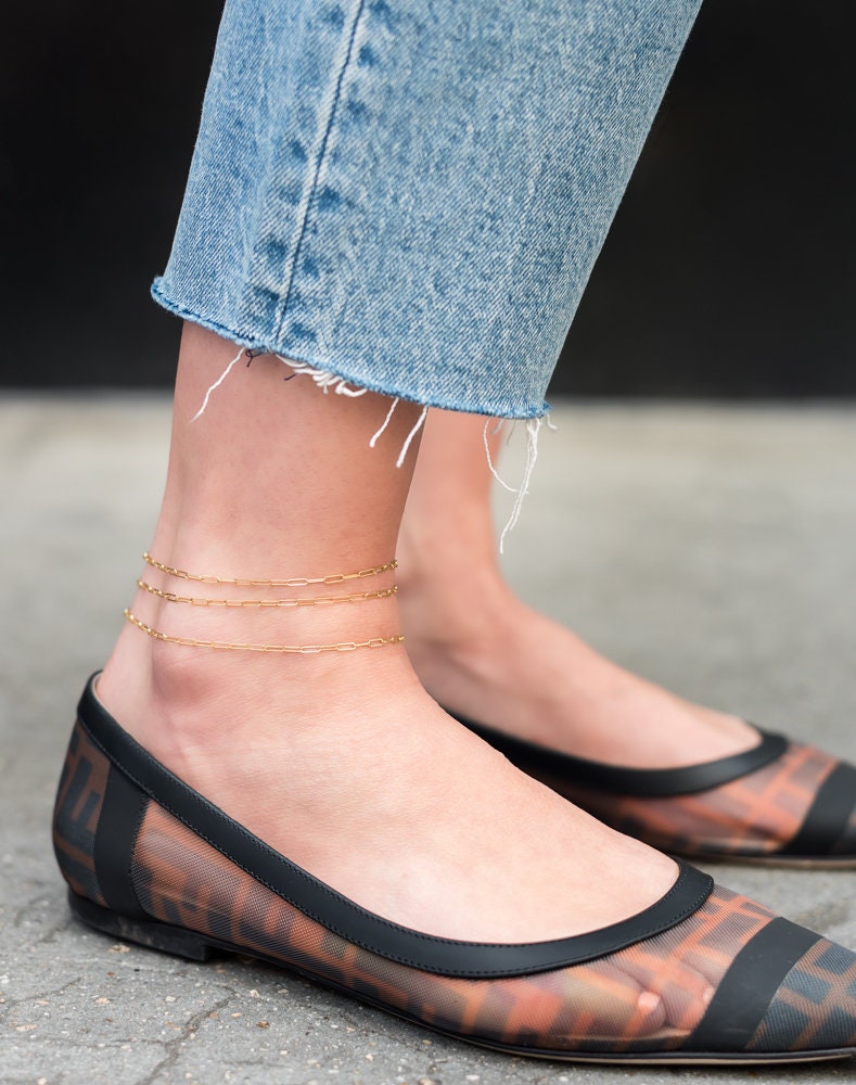 14K Gold Offene Gliederkette Anklet von ZoeLevJewelry