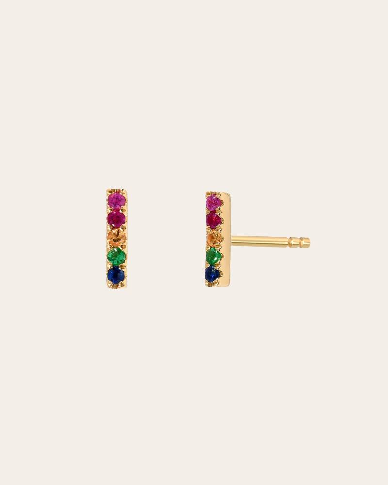 14K Gold Regenbogen Bar Ohrstecker von ZoeLevJewelry