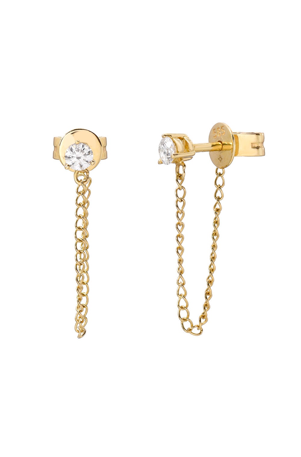 3-Zacken-Diamant-Kettenohrstecker von ZoeLevJewelry