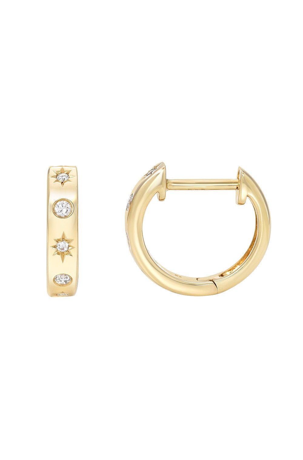Diamant Starburst Huggie Ohrringe Diamant Starburst Huggie Ohrringe von ZoeLevJewelry