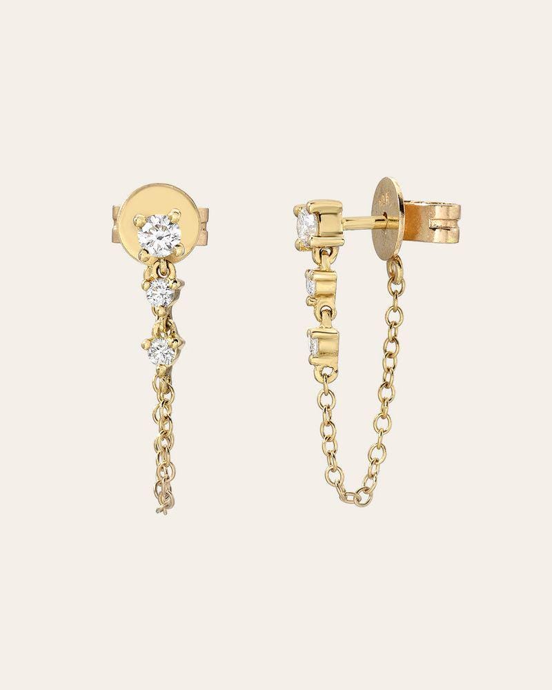 Verlaufs-Diamant-Bolzen-Kettenohrringe von ZoeLevJewelry
