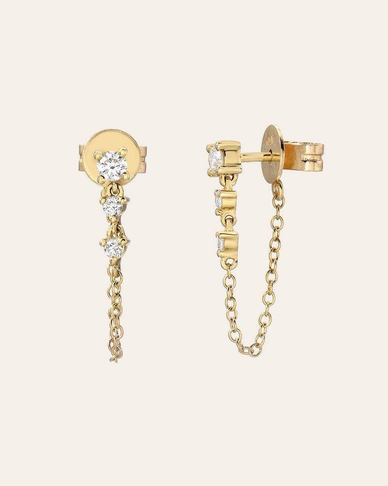 Verlaufs-Diamant-Bolzen-Kettenohrringe von ZoeLevJewelry