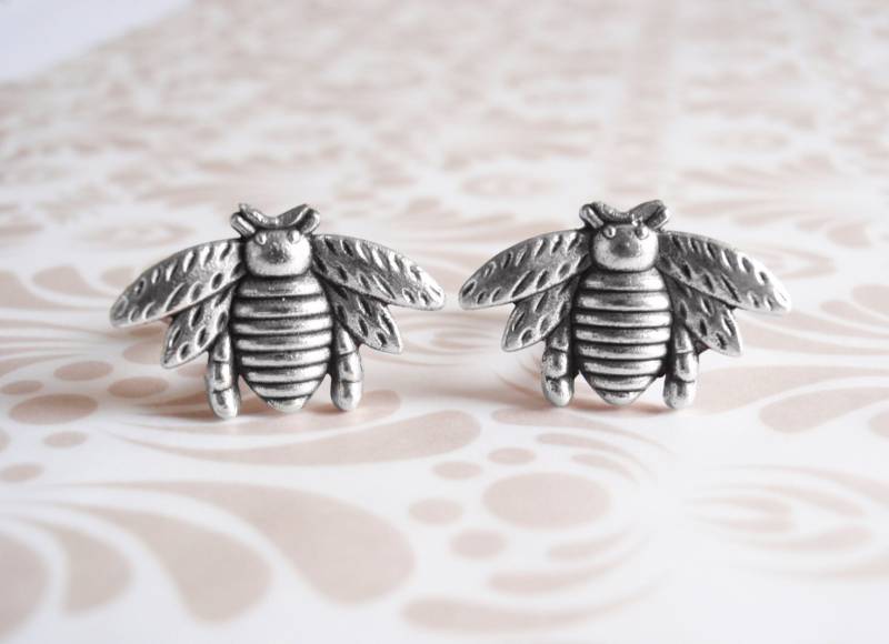 Silber Bienen Manschettenknöpfe. Trauzeugen Geschenk. Vatertagsgeschenk Für Ihn von ZoeRiverElegance