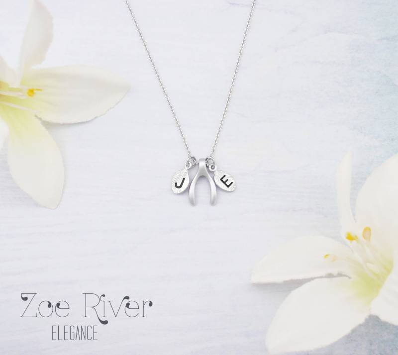 Wähle Rosegold, Silber Oder Gold. Personalisierte Initial Wishbone Glückskette, Elegant Und Zierlich von ZoeRiverElegance
