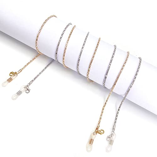 ZoeTekway 2er Pack Brillenketten für Damen, Lesebrillenbänder, Halsband, Damen Herren Maskenkette, eleganter Brillenhalter, Metall Sonnenbrillenkette Brillenbänder (Gold, Silber) von ZoeTekway