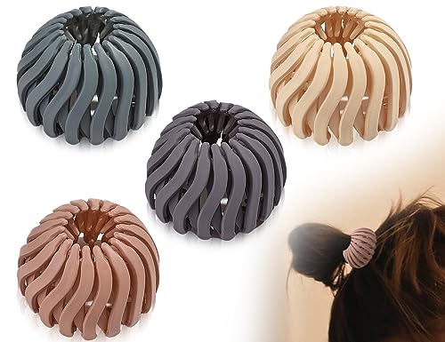 ZoeTekway Packung mit 4 Vintage Vogelnest Haarspangen Damen, Haargreifer, Lazy Vogelnests Haarschmuck für Damen und Mädchen, Große Haarspangen, Rutschfeste Haarspangen von ZoeTekway