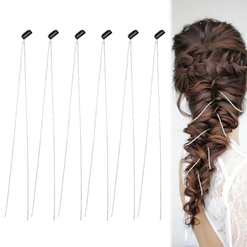 Kristall Quaste Haarclips Ketten, 6 Stück Punk Quaste Haarspangen Ketten Lange Haarspangen mit Strasssteinen Strass Haarketten Bling Haarschmuck für Frauen Mädchen von ZoeWei