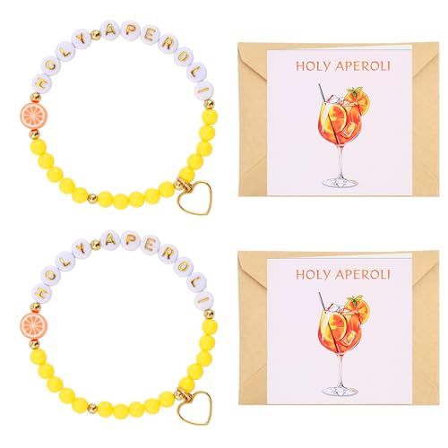 ZoeWei Aperol Geschenk für Frauen, 2 Stück Aperol Armband und Geburtstagskarten mit Umschlägen Aperol Deko für Aperol-Liebhaber Freundin Kollegen Familien von ZoeWei