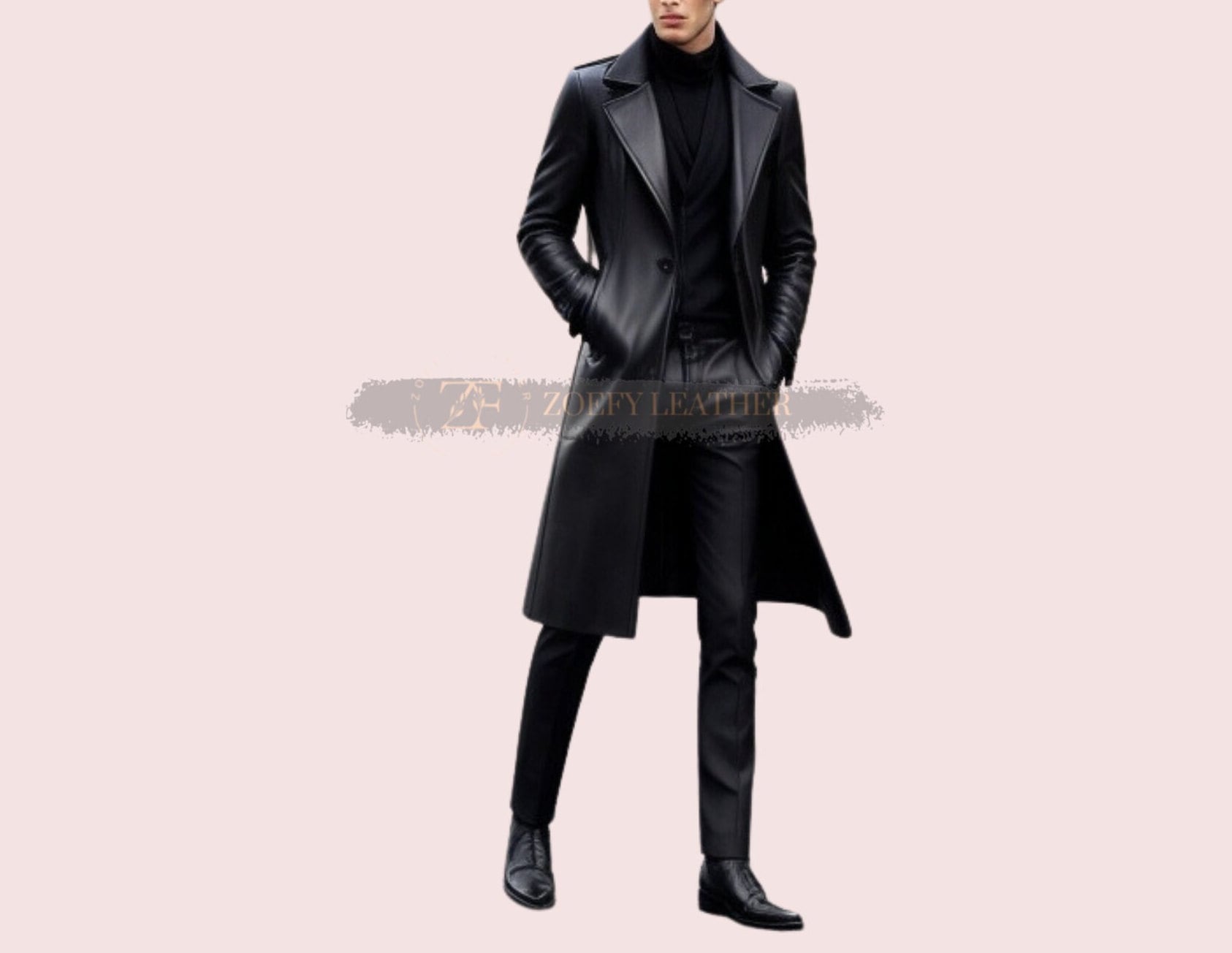 Echtes Leder Herren Langer Mantel, Handgefertigter Wintermantel, Trenchcoat, Geschenk Für Männer von ZoefyLeather