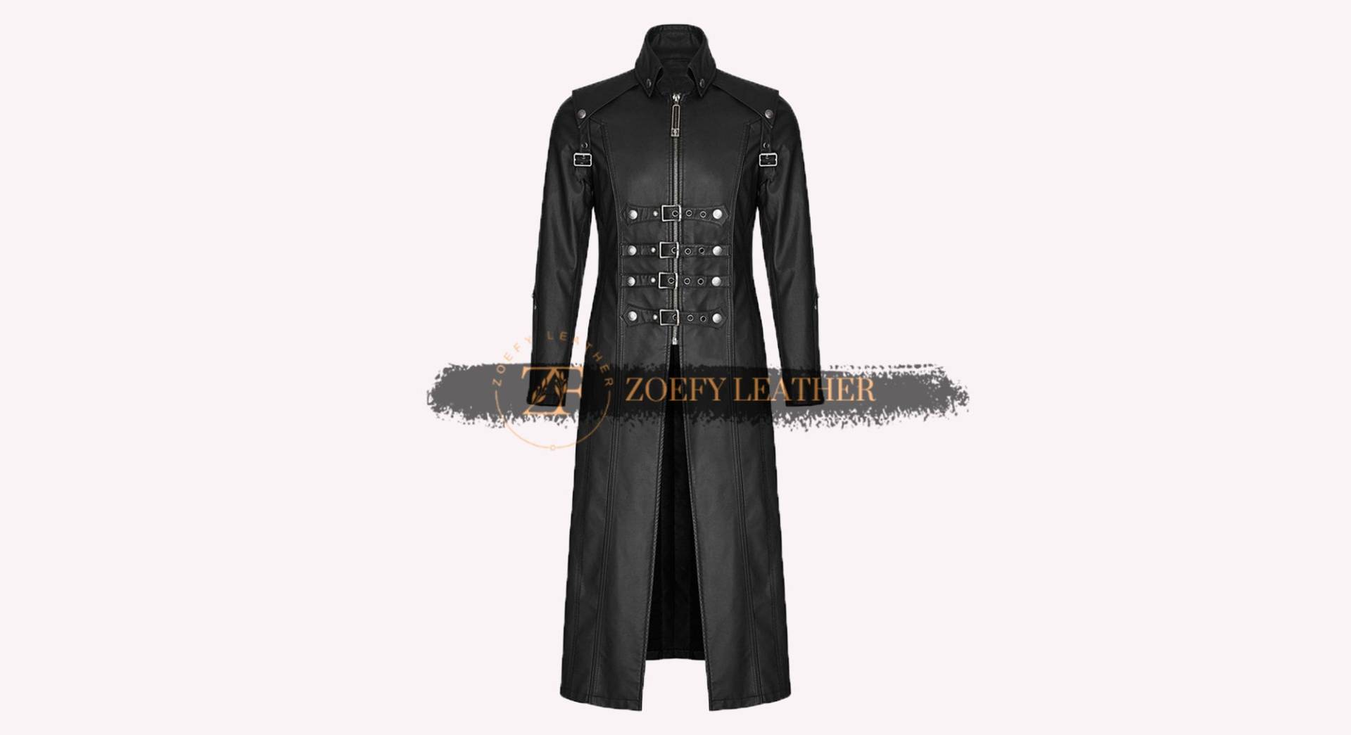 Echtes Leder Herren Trenchcoat-Handgefertigter Langer Mantel-Leder Trenchcoat-Herren Trenchcoat-Gothic Trenchcoat von ZoefyLeather