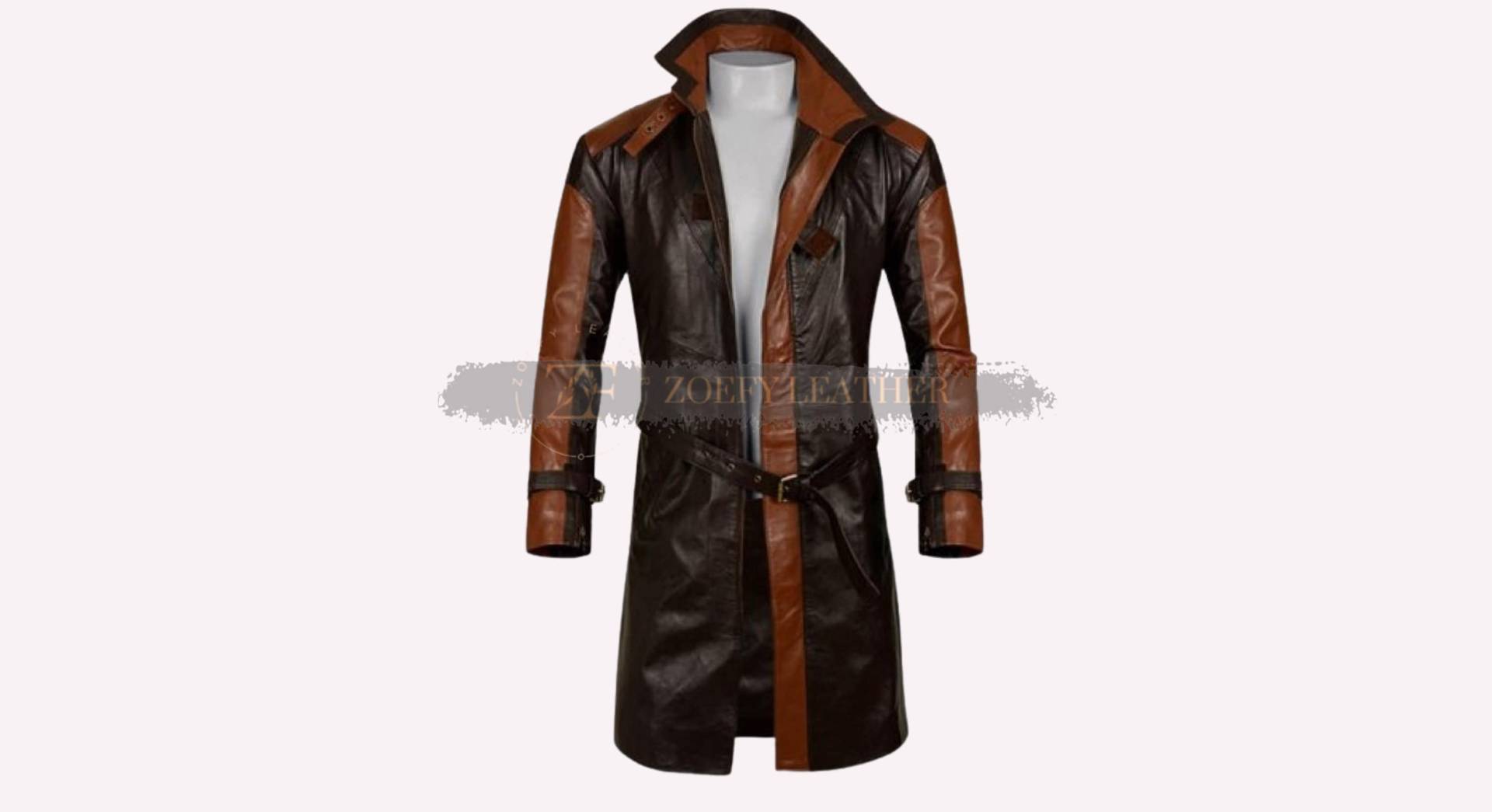 Leder Gothic Brown Herrenmantel, Handgefertigtes Punk Kostüm, Lange Lederjacke Für Herren von ZoefyLeather