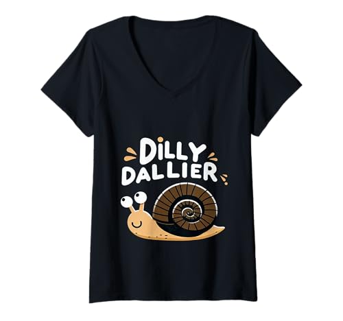 Damen Dilly Dallier Aufschubzeit verschwenden ||- T-Shirt mit V-Ausschnitt Damen Dilly Dallier Aufschubzeit verschwenden ||- T-Shirt mit V-Ausschnitt von Zögern Hobby