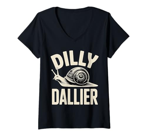 Damen Dilly Dallier Aufschubzeit verschwenden |- T-Shirt mit V-Ausschnitt Damen Dilly Dallier Aufschubzeit verschwenden |- T-Shirt mit V-Ausschnitt von Zögern Hobby