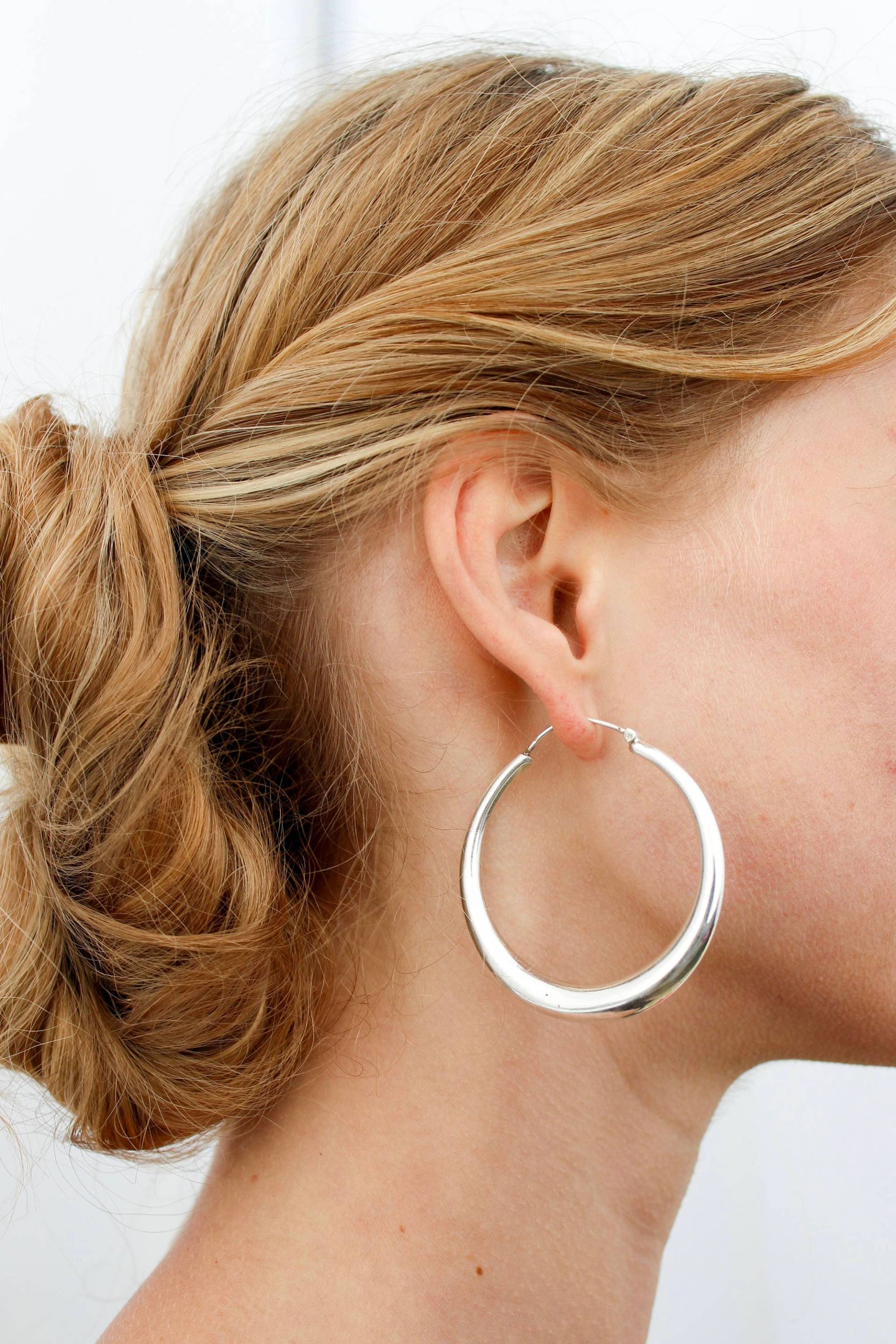 sterling Silber Große Creolen, Dicke Elegante Creolen von ZoelaDesign