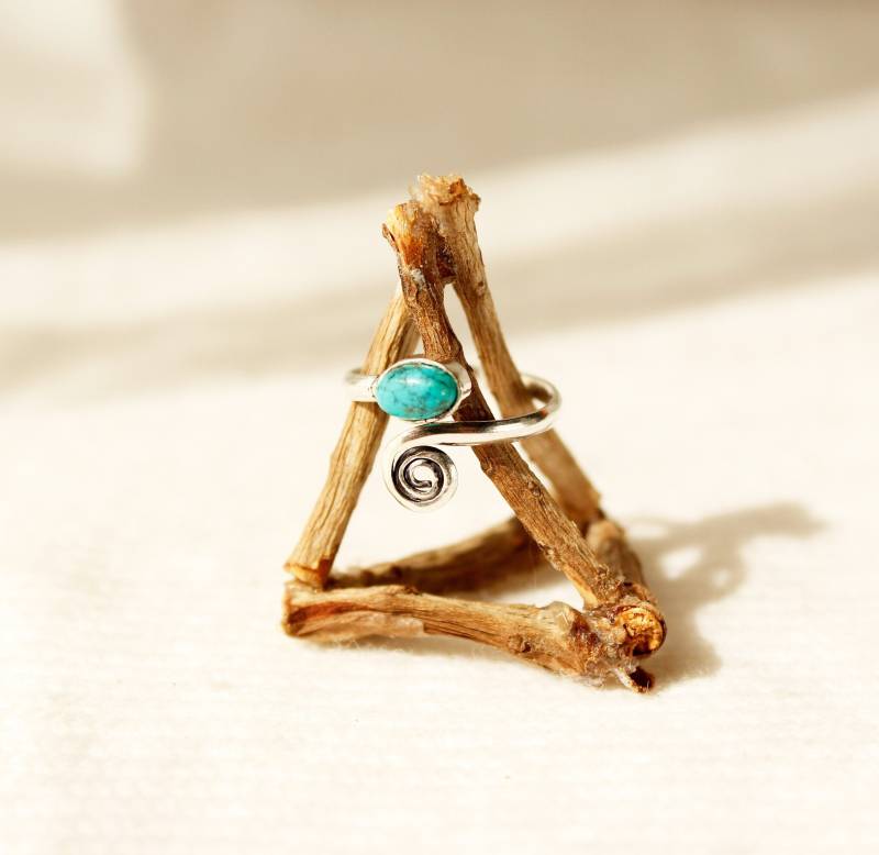 Versilberter Zehenring Türkis-stein Boho Schmuck von ZoelaDesign