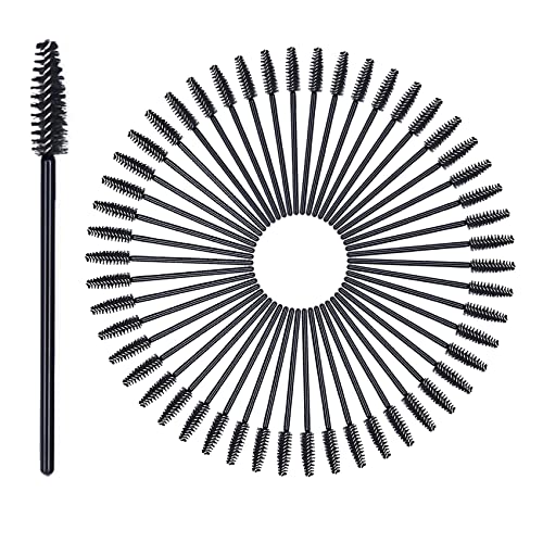 zoerbufan Einweg Wimpernbürste [50 Stück], Schwarz Kosmetik Pinsel für Wimpern und Augenbrauen, Einweg Mascara Zauberstäbe (Schwarz) von zoerbufan
