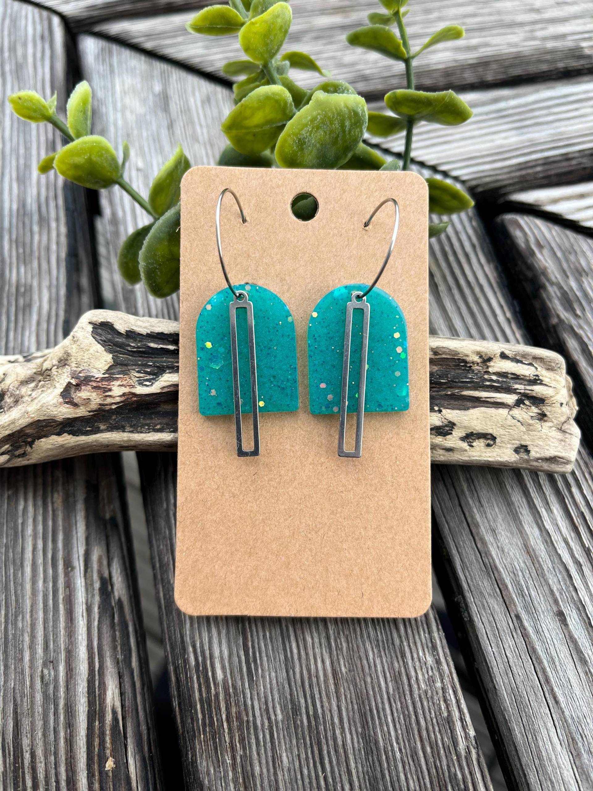 Türkis Silber Glitzer Konfetti Statement Ohrringe Creolen Türkis Silber Glitzer Konfetti Statement Ohrringe Creolen von ZoesJoyeria