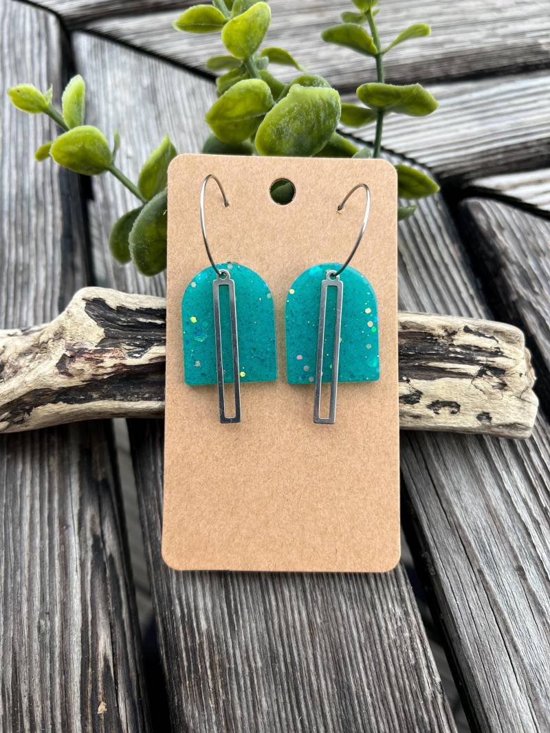 Türkis Silber Glitzer Konfetti Statement Ohrringe Creolen Türkis Silber Glitzer Konfetti Statement Ohrringe Creolen von ZoesJoyeria