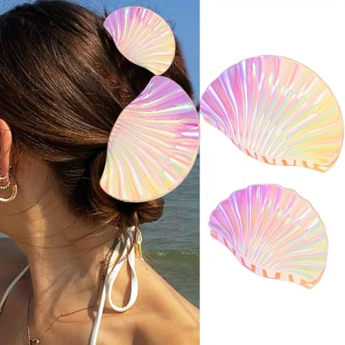 Zoestar Acryl-Muschel-Klauen-Clips, Muschel-Haarspangen, Strand-Haarschmuck für Frauen und Mädchen (2 Stück) (Farbverlauf Lila) von Zoestar