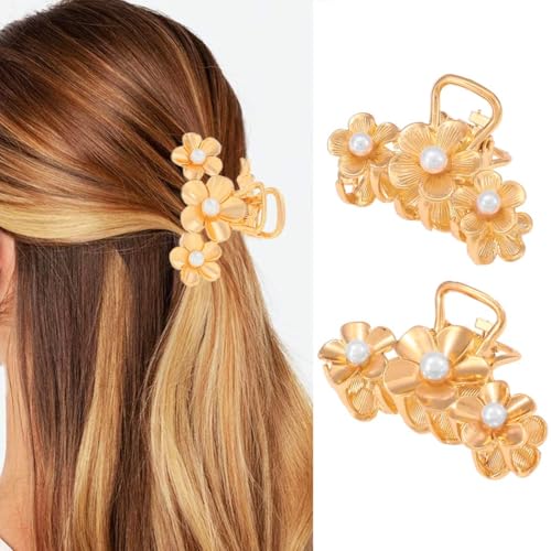 Zoestar Blumen-Haarklammern, goldfarben, Metall, Perlen, ausgefallener Haarschmuck für Damen Zoestar Blumen-Haarklammern, goldfarben, Metall, Perlen, ausgefallener Haarschmuck für Damen von Zoestar