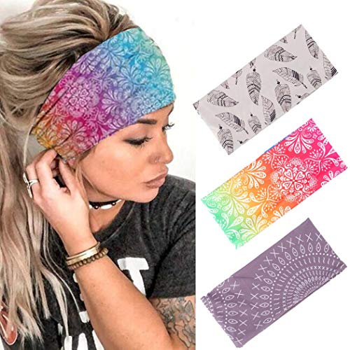 Zoestar Stirnband Damen Boho Haarband Breit Stirnbänder für Frauen und Mädchen (3 Stück) (Rot) von Zoestar