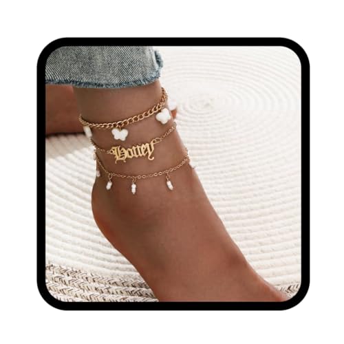 Zoestar Boho Fußkettchen Gold Quaste Knöchel Armband Strand Schmetterling Fußkette Schmuck Zubehör für Frauen und Mädchen von Zoestar