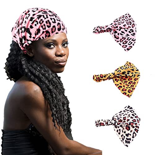 Zoestar Boho Leopard Stirnbänder Breit Turban Head Wraps Stilvolle Stretch Haarbänder für Frauen und Mädchen (3 Stück) von Zoestar