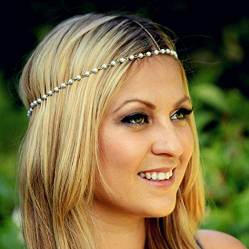 Zoestar Boho-Perlenkette, goldfarben, Hochzeits-Stirnband, Haarschmuck für Frauen und Mädchen von Zoestar