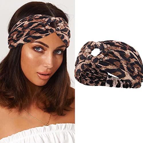 Zoestar Boho-Stirnband mit Blumendruck, Kopftuch, gedrehtes geknotetes Haarband, breites Turban-Kopfwickel für Frauen und Mädchen, 1 Stück (B) von Zoestar