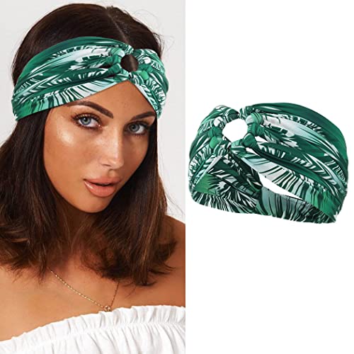 Zoestar Boho-Stirnband mit Blumendruck, Kopftuch, gedrehtes geknotetes Haarband, breites Turban-Kopfwickel für Frauen und Mädchen, 1 Stück (C) von Zoestar