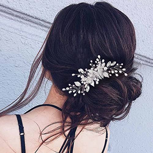 Zoestar Braut Hochzeit Schmetterling Haarkämme Silber Blume Kristall Kopfschmuck Braut Perle Strass Haarschmuck für Frauen und Mädchen von Zoestar